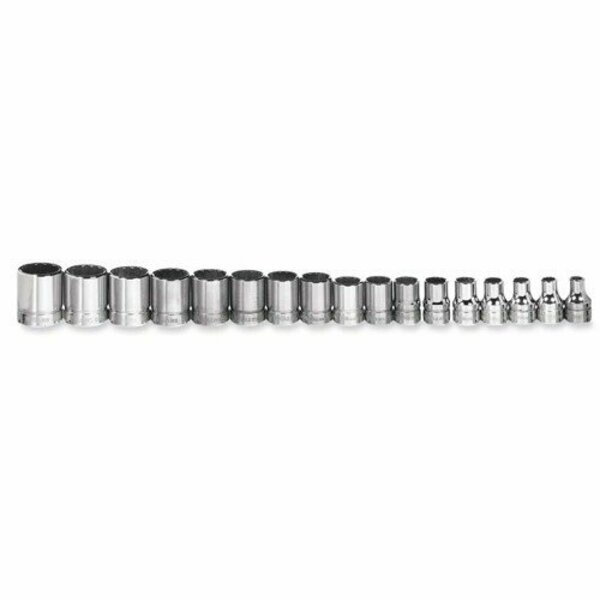 Williams Socket Set, 17 Pieces, 3/8 Inch Dr, Shallow, 3/8 Inch Size JHWMSB-17RC